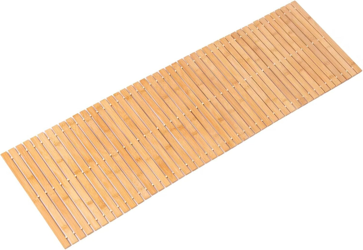 Alfombrilla de Baño de Bambú Natural 40x120 cm – Antideslizante, Impermeable, Fácil de Limpiar para Ducha, Bañera y Suelo de Madera