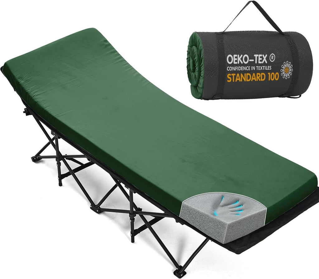 NO TRAE BOLSA-Colchoneta para catre de camping CYMULA de 5 cm (2 pulgadas) de espuma viscoelástica, colchoneta para catre plegable, equipo de camping portátil enrollable para acampar en coche, tienda de campaña de viaje, base antideslizante e impermeable