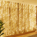 Tira de 300 luces LED, cortina con enchufe USB y 8 modos, guirnalda de luz con control remoto para dormitorio, interior, exterior, bodas, fiestas, decoración