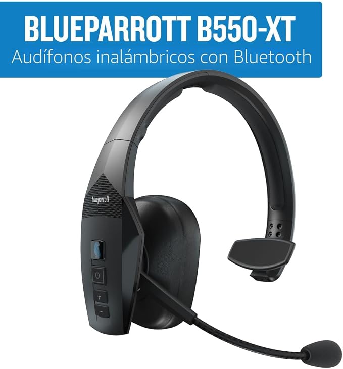 BlueParrott B450-XT Auriculares Bluetooth inalámbricos mono 96% de cancelación de ruido con micrófono, control de voz 100%