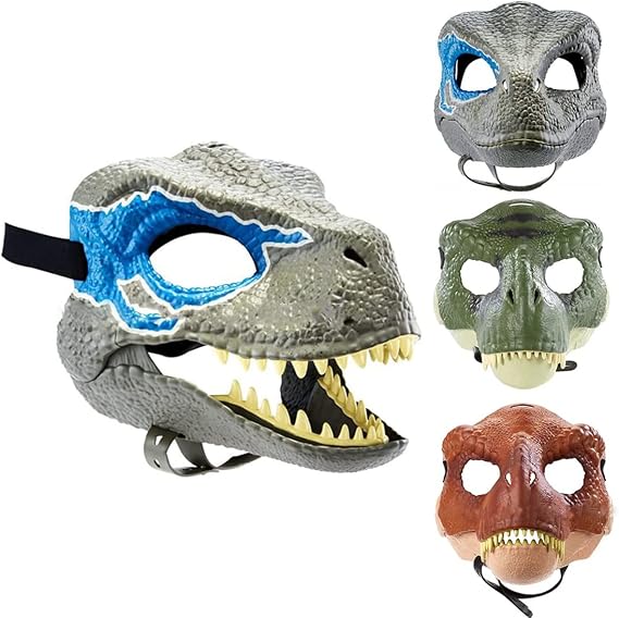 Máscara de Dinosaurio Velociraptor Oulores – Látex con Mandíbula Móvil | Halloween, Cosplay y Fiestas Temáticas