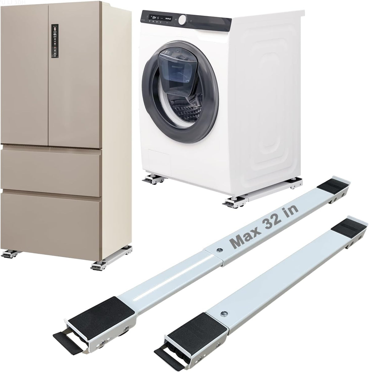 Ruedas para Electrodomésticos de Servicio Pesado, Máximo 81 cm, Segunda Generación Ruedas para Electrodomésticos Extensibles Base Móvil de Lavadora Mover Fácilmente Lavadoras, Secadoras, Refrigeradores, Muebles (Blanco)