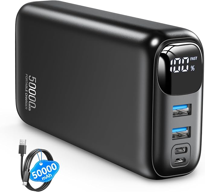 OHOVIV Cargador Portátil 50000mAh Banco de Energía - Carga Rápida 22.5W Paquete de Batería Externa, Cargador de Teléfono Portátil USB-C para iPhone