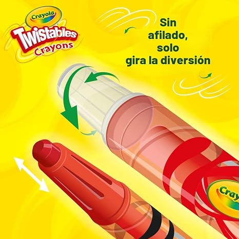 Crayola Twistables - Crayones para niños (24 unidades) sin afilar, suministros para colorear para niños pequeños, menos desorden, relleno de media y regalos navideños para niños y niñas, edades 3, 4