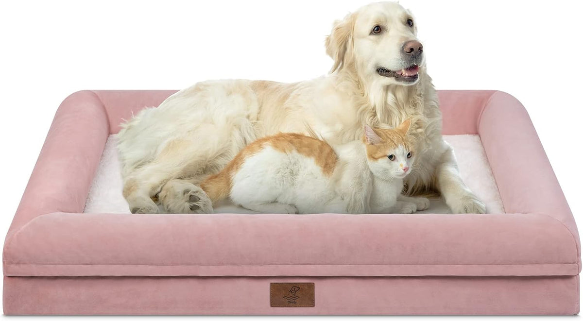 Cama XL para Perros, Cama Ortopédica Rosa para Perros, Cama Lavable para Perros