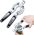 Abridor de tarros, abridor de tarros múltiples para manos débiles, abridor de tapa de tarro de acero inoxidable, abrebotellas de cerveza para manos artríticas, personas mayores con artritis