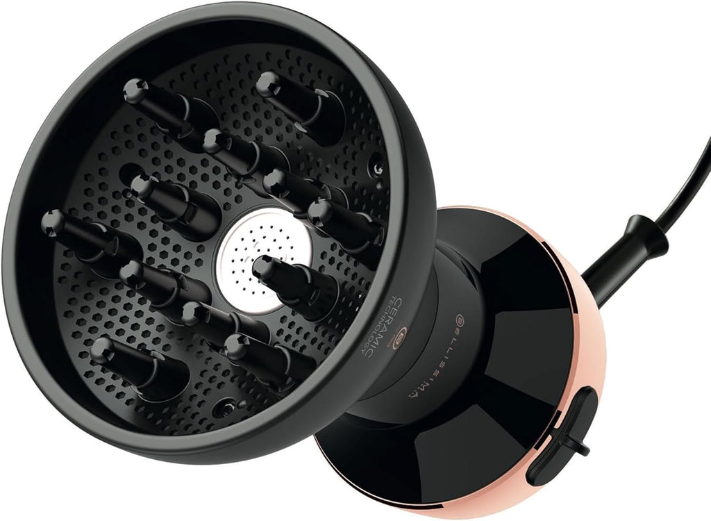 Secadora de Cabello Bellissima Diffon con Difusor de Cerámica | Para Cabello Rizado | 2 en 1 | Reduce el Frizz, Define Rizos y da Volumen | Ligera y Compacta