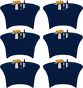 6 manteles redondos de spandex azul marino de 1.5 m (5 pies) y 1.5 m (60 pulgadas) de diámetro. Cubremesas elástico de ajuste ceñido, resistente a las arrugas y lavable. Ideal para bodas, cumpleaños, banquetes, fiestas y festivales.