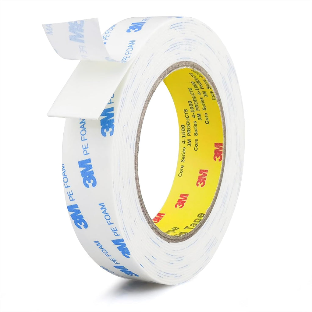 Cinta Doble Cara 3M 2.5cm x 5m | Cinta de Montaje Extra Fuerte, Espuma PE Removible, Adhesivo Impermeable sin Dañar Paredes para Cuadros y Pósters