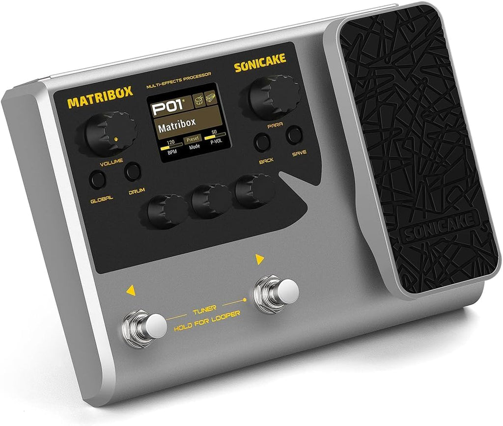 USADO-Procesador Multiefectos para Guitarra SONICAKE Matribox | Con Pedal de Expresión | 130 Efectos de Guitarra/Bajo/Acústica | Modelado de Amplis | Simulación IR | OTG