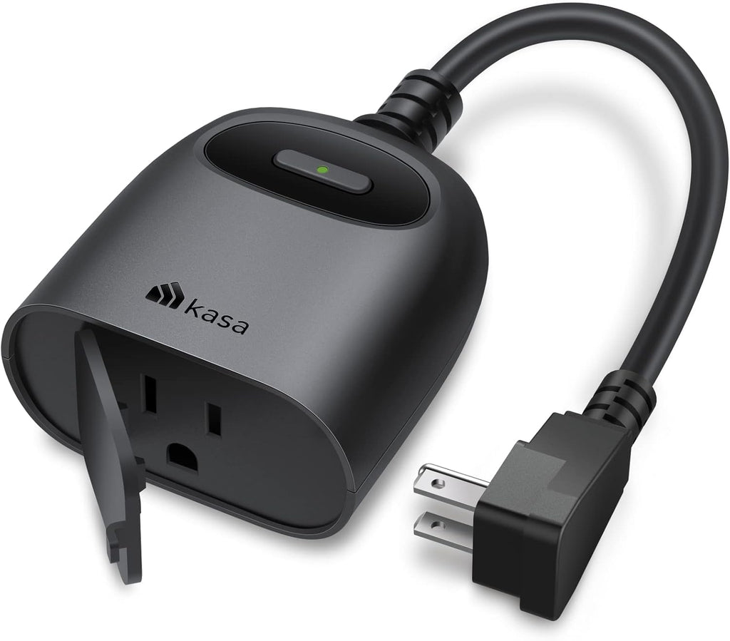 Kasa Enchufe Inteligente para Exterior | Tomacorriente Wi-Fi con Temporizador | Carga Max 15A/1875W | Resistente al Clima IP64 | Compatible con Alexa y Google Home | KP401