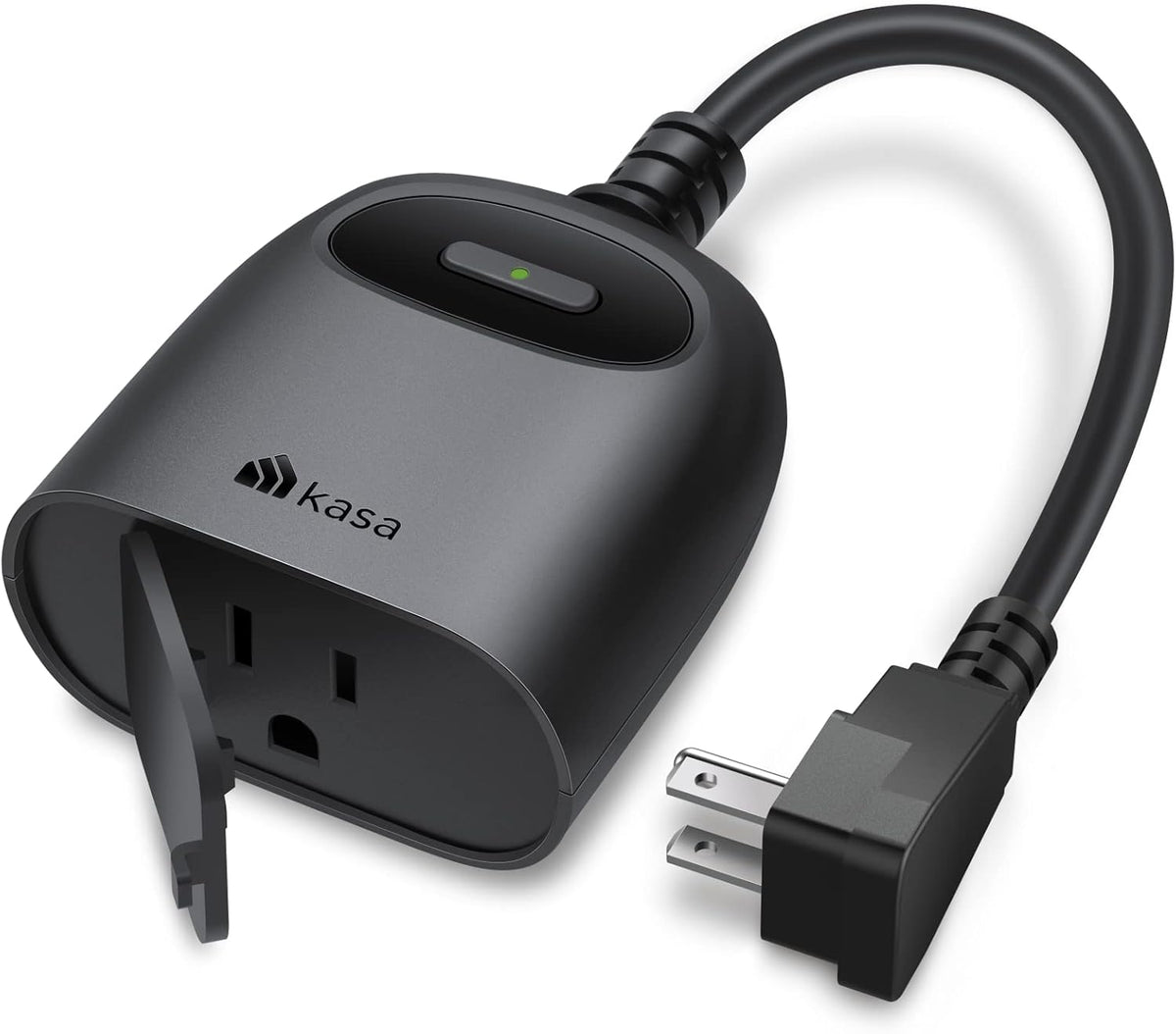 Kasa Enchufe Inteligente para Exterior | Tomacorriente Wi-Fi con Temporizador | Carga Max 15A/1875W | Resistente al Clima IP64 | Compatible con Alexa y Google Home | KP401