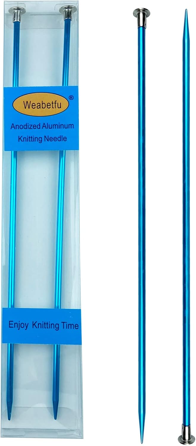 Weabetfu Agujas de Tejer de Aluminio Coloreadas Rectas 25cm – Talla US 4 (3.5mm)