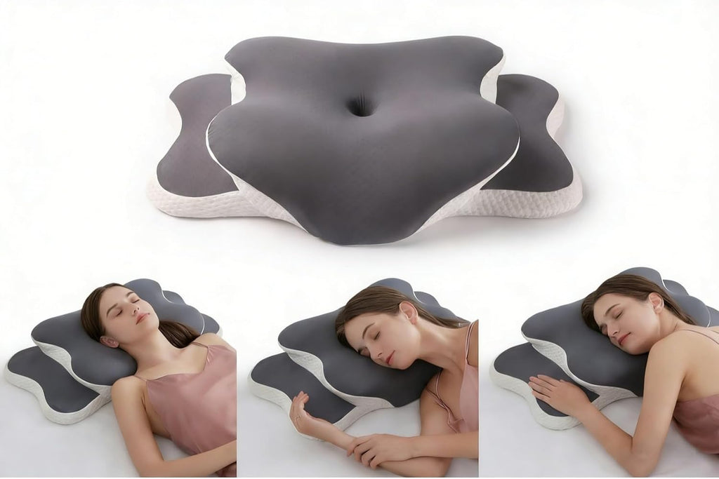 SomnAlign Deep Sleep Edición Cuidado del Cuello Almohada ergonómica de espuma viscoelástica Soporte cervical y alineación de la columna vertebral Tejido transpirable y refrescante para quienes duermen de lado o boca arriba Hipoalergénica y sin olor