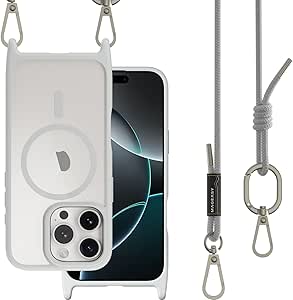 Funda MAGEASY Roam M para iPhone 16 Pro – Con Correa Cruzada, Protección Antícaídas y Compatible con MagSafe, Color Gris Titanio