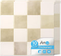 Art3d Paquete de 10 paneles autoadhesivos resistentes para salpicaderos, 30 x 30 cm (12 x 12 pulgadas), para encimeras de cocina, color beige y blanco.