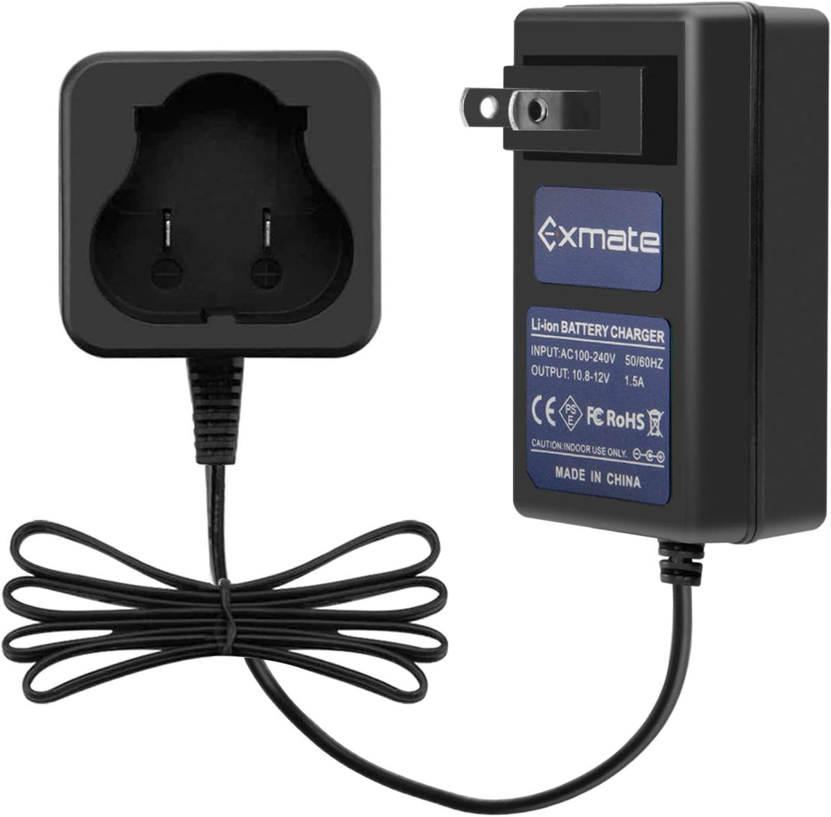 Exmate Cargador de Batería de Litio 12V Compatible con Black and Decker BL1110 BL1310 BL1510 LB12 LBX12 LBXR12 (No apto para Ni-MH/Ni-CD)
