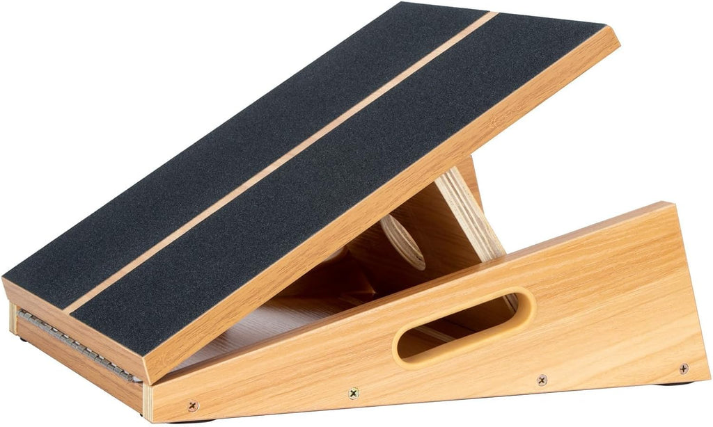 StrongTek Tabla inclinada de madera extragrande, tabla inclinada ajustable y estirador de pantorrillas, tabla de estiramiento, mango lateral extra de 16 x 18 pulgadas, 4 posiciones