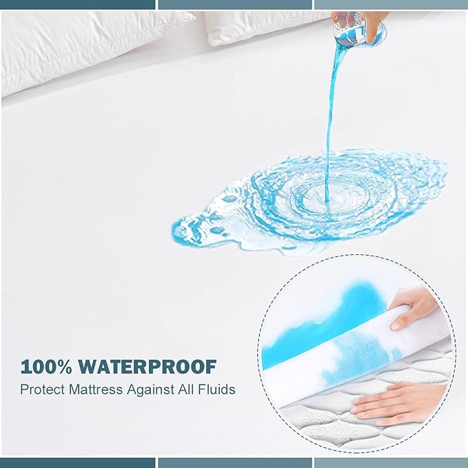 2 Pack Protector de Colchón Impermeable Queen – Bolsillo Profundo hasta 25", Suave, Transpirable, Sin Ruido, Ajustable