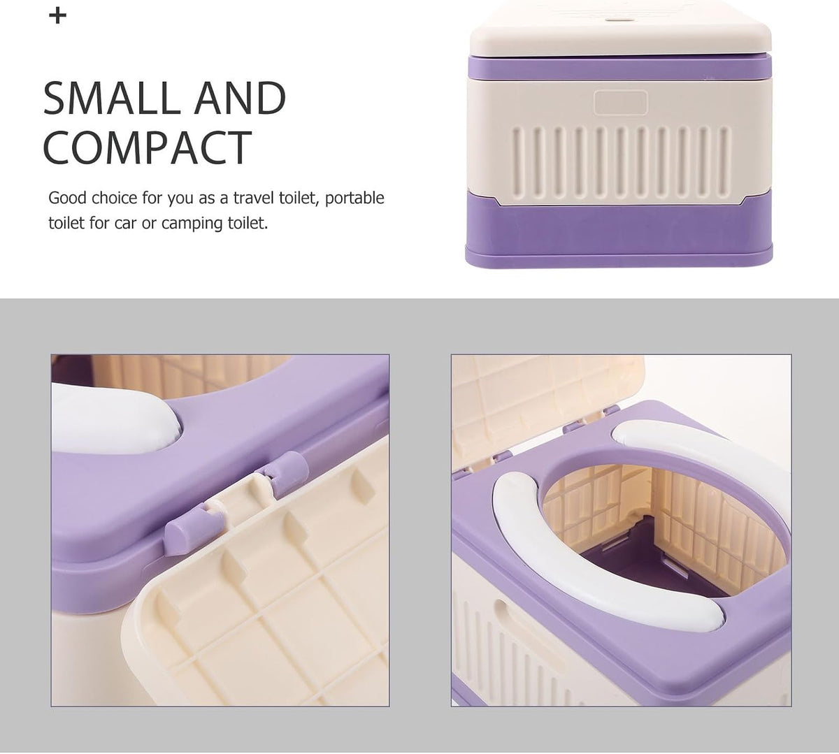 Asiento de inodoro portátil plegable para viajes, inodoro de emergencia de PP y PVC