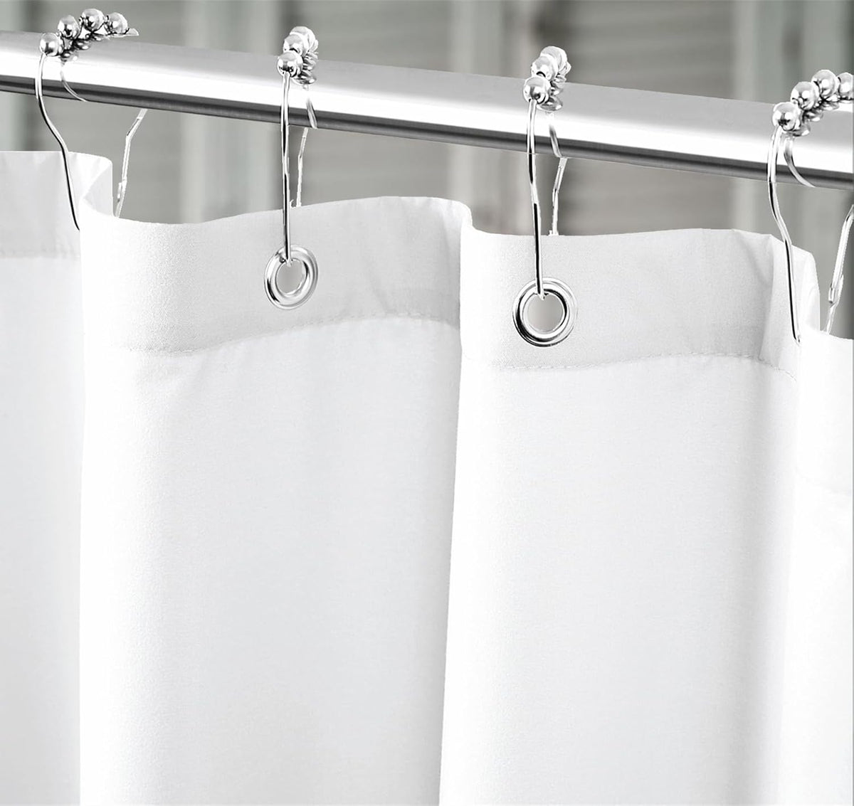 Cortina de Ducha de Tela Felisa — Impermeable Calidad Hotel, Color Blanco