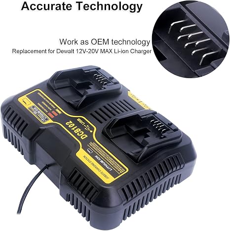 Biswaye DCB102 Cargador dual rápido compatible con batería de litio De-Walt 12V-20V MAX DCB206 DCB207 DCB609 DCB120 DCB124 estación de cargador DCB112 DCB115 DCB104 con puerto USB