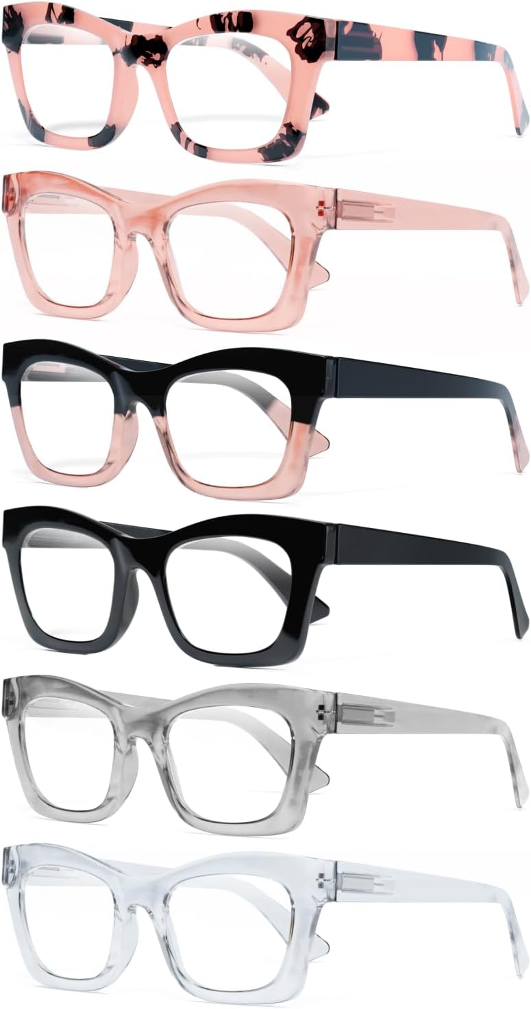 CCVOO Paquete de 6 gafas de lectura Oprah para mujer, gafas de lectura con filtro de luz azul para mujer, gafas para ordenador