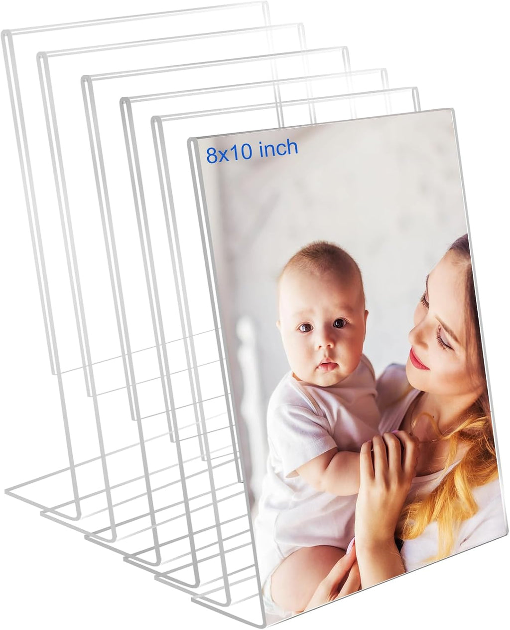 Marcos de fotos acrílicos Bolidery de 8x10 pulgadas, juego de 6 marcos transparentes sin marco de acrílico transparente, regalo para exhibición de escritorio, soporte vertical para fotos o letreros con inserciones para oficina en casa