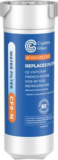 Filtro de agua Crystala Filters compatible con XWFE (chip integrado), reemplazo para GE XWFE, filtro de agua para refrigerador XWF, paquete de 1