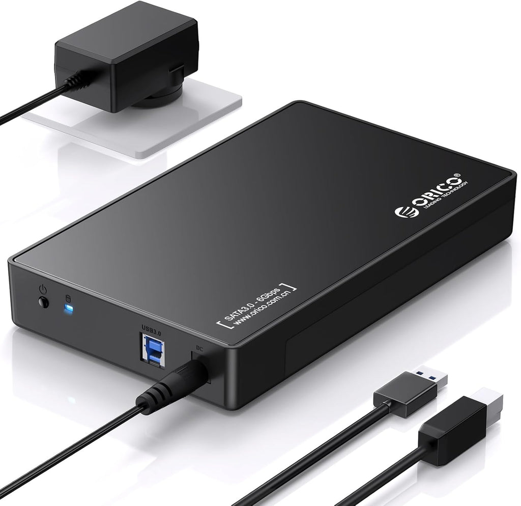 ( contiene 3 piezas )Carcasa Externa ORICO USB 3.0 para Disco Duro 3.5/2.5 Pulgadas SATA | Compatible hasta 20 TB | Sin Herramientas con Fuente 12V/2A y UASP | 3588US3