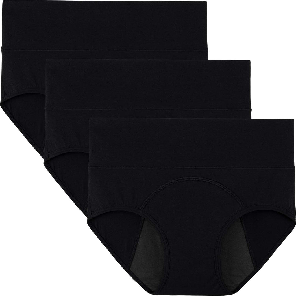 INNERSY - Bragas menstruales de cintura alta antifugas para mujer (paquete de 3) 