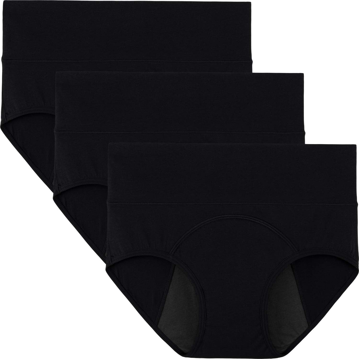 INNERSY - Bragas menstruales de cintura alta antifugas para mujer (paquete de 3) 