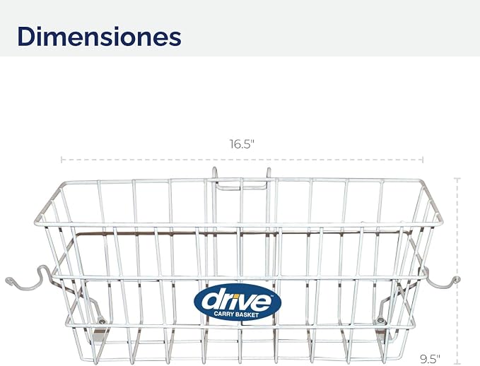 ⚠️ IMPORTANTE: No incluye portavasos, solo la canasta — Canasta para Andadera Drive Medical 10200B, Color Blanco, Compatible con Andaderas Plegables