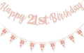 Banner de Cumpleaños Número 21 MAGLAUG – Decoración Oro Rosa para Mujeres y Niñas