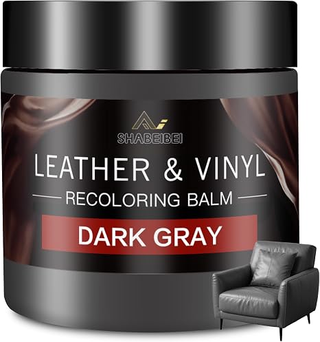 Bálsamo Recolorante de Cuero y Kit de Reparación de Arañazos, Restaurador de Cuero Gris Oscuro para Sofás, Muebles, Asientos de Automóvil, Pintura y Tinte de Cuero para Sofá, Sillas, Bolsas y Más
