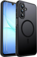 Funda magnética antigolpes Ezanmull para Samsung Galaxy A17 5G, [Compatible con MagSafe] [Protector de pantalla de cristal] Piel suave al tacto, cubierta translúcida esmerilada antihuellas (Negro)