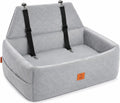 Asiento elevador para perros de tamaño pequeño/mediano de hasta 16 kg (35 lbs), cama de viaje/asiento para mascotas con funda lavable y extraíble, bolsillos de almacenamiento, cinturón de seguridad para perros y cojín elevado
