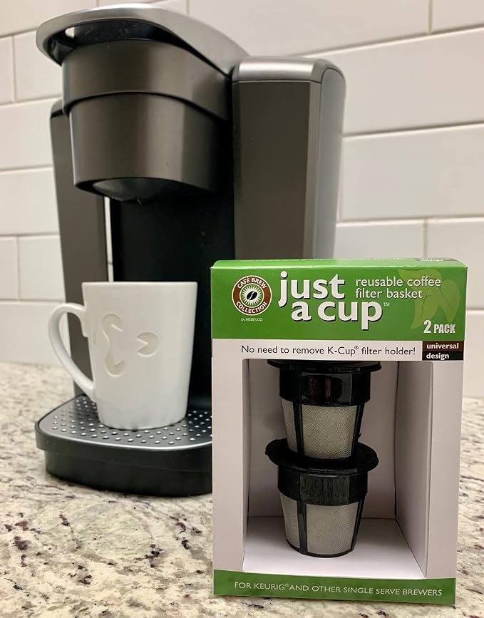K Cups reutilizables, paquete de 2 filtros universales de café para Keurig, Cuisinart y Mr. Coffee Brewers - Malla de acero inoxidable, sin BPA