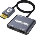 Adaptador DisplayPort a Doble HDMI | 1 Entrada 2 Salidas | 4K 60Hz | Splitter de DP a HDMI para Monitores Duales | Desktop, Laptop, NVIDIA y AMD | MacOS No Soporta MST