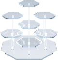 Soporte acrílico para cupcakes con diseño estable patentado de 7 niveles, organizador de perfumes transparente y elevador para exhibición de postres, soporte de exhibición escalonado sin tambaleo para figuras, colecciones, eventos de vendedores y