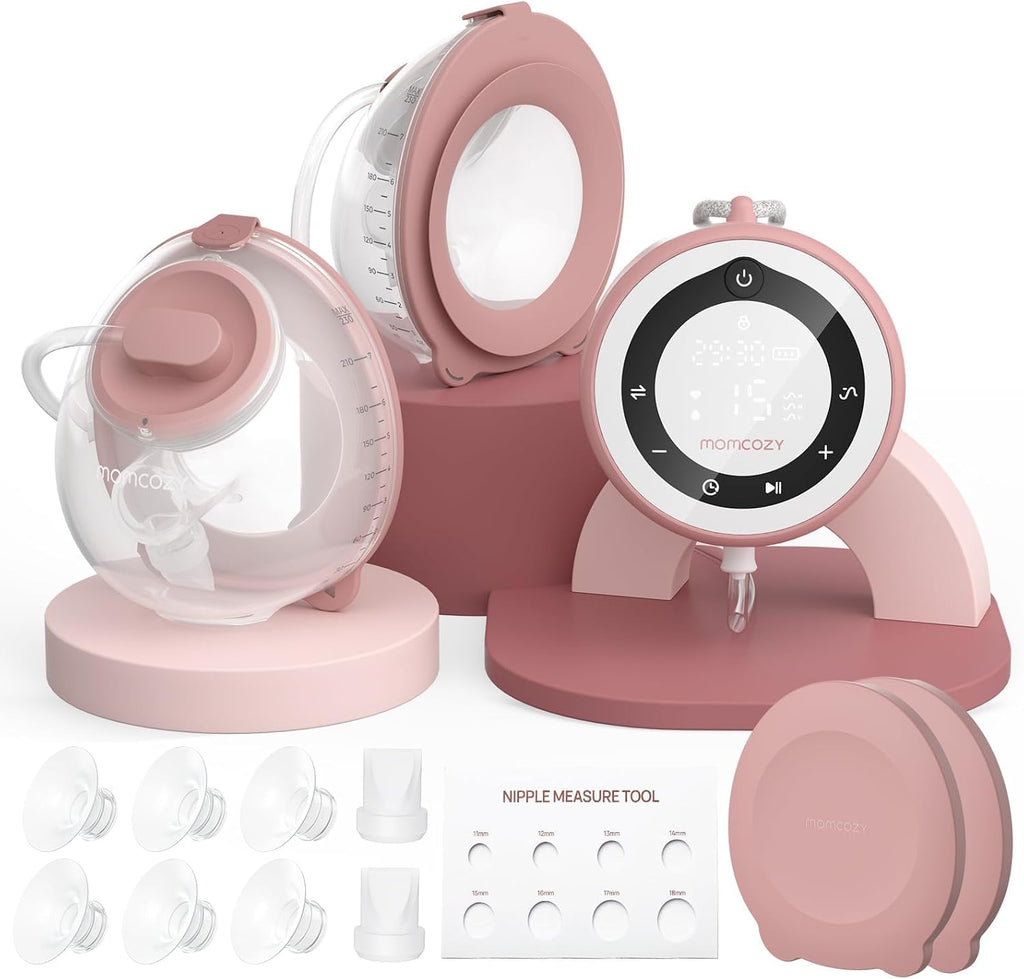 Extractor de leche portátil Momcozy V1 Pro, extractor primario de bolsillo de grado hospitalario, extractor portátil manos libres con copas visibles y ligeras para una extracción de leche real.