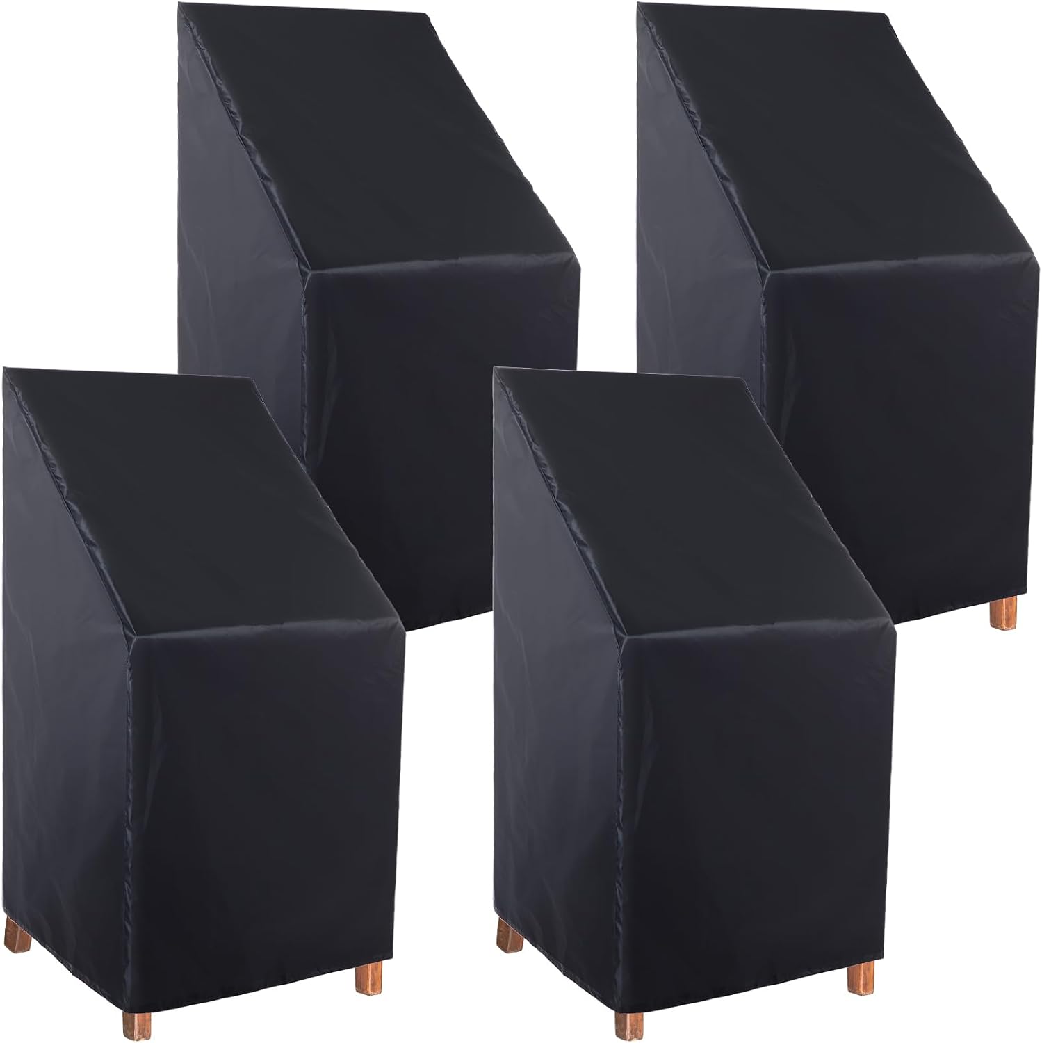 Fundas para Sillas de Patio Tudomro – Set de 4, Impermeables, Oxford 210D, Negro, 68x68x125 cm