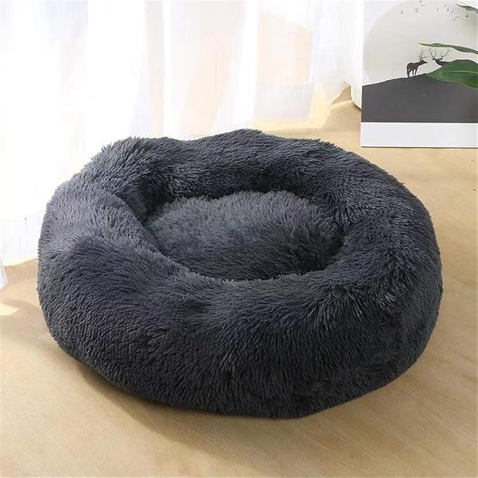 Cama Cueva para Perros y Gatos 70cm – Sofá Cama Cálido y Suave | Gris Oscuro