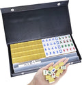 drizzle Set de Mahjong Mini de Viaje Dorado 20mm | Portatil 146 Fichas con 4 Bases,