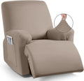 Fundas para sillones reclinables TAOCOCO, juego de 4 piezas para sillones reclinables extragrandes, funda elástica lavable de poliéster suave para sillones reclinables grandes (sillón reclinable extragrande, color caqui).