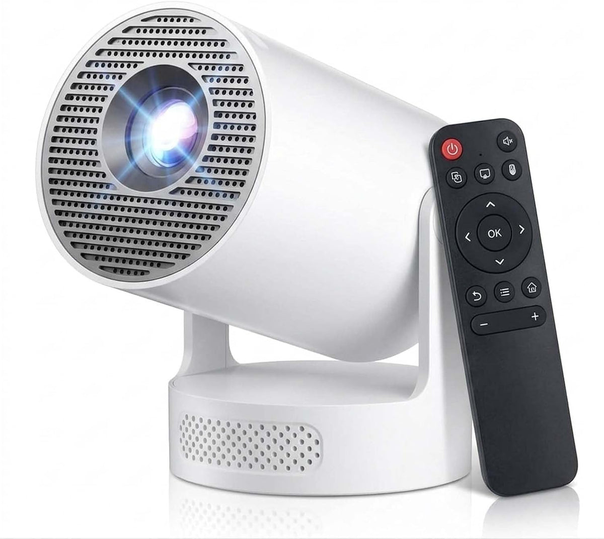 COLOR BLANCO Y NEGRO-Mini proyector 4K, WiFi y Bluetooth 5.4, aplicaciones integradas