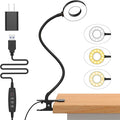 Lámpara de escritorio iZELL, [3 modos de color y 10 niveles de brillo] luz LED de lectura con abrazadera, brazo flexible de silicona para libros de lectura de niños en la cama por la noche