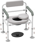 Silla Cómoda Sanitaria Ajustable con Respaldo Acolchado | Brazos Abatibles | Altura Ajustable | Blanca