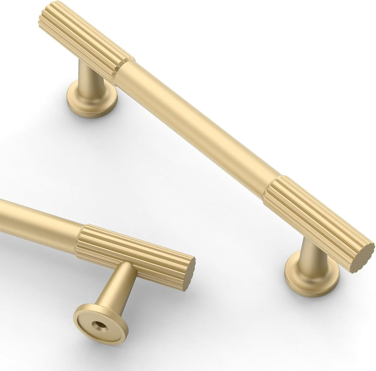 Asidrama Paquete de 10 tiradores para gabinetes de cocina de 3 pulgadas (76 mm) en color oro cepillado, manijas para gabinetes de cocina, herrajes para gabinetes de cocina para cajones y armarios.