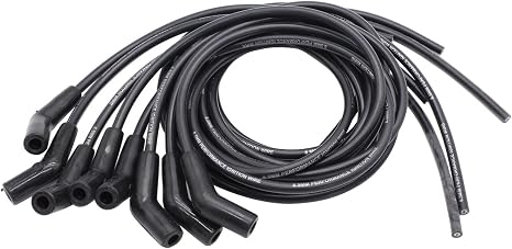 YUCHENSHLP Cables de Bujía 8.5mm Negros — Universal 135/45 Grados HEI, Compatible con Chevy, Ford, Mopar, BBC